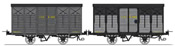 Set of 2 Covered Wagon with brakes, Round roof Grey Kv 4631 and Grey / Black steel Kv 4088